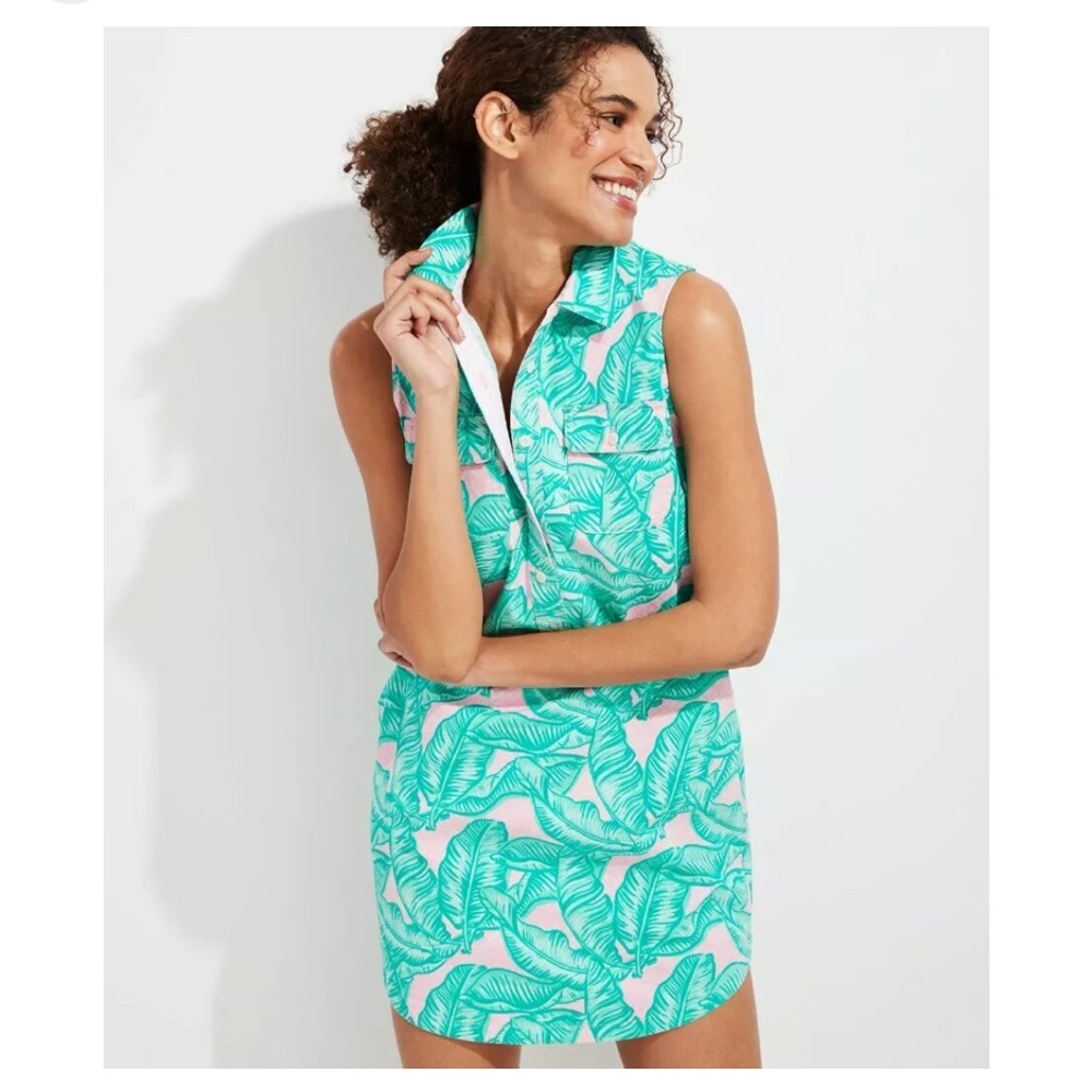NWT Womens Vineyard Vines Banana Leaf Margo Shirt Dress in Hibiscus